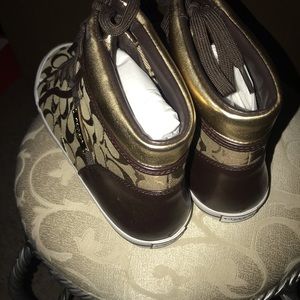 Coach Shoes - Coach Khaki and Gold Sneakers size 11 Coach Shoes - Coach Khaki and Gold Sneakers size 11